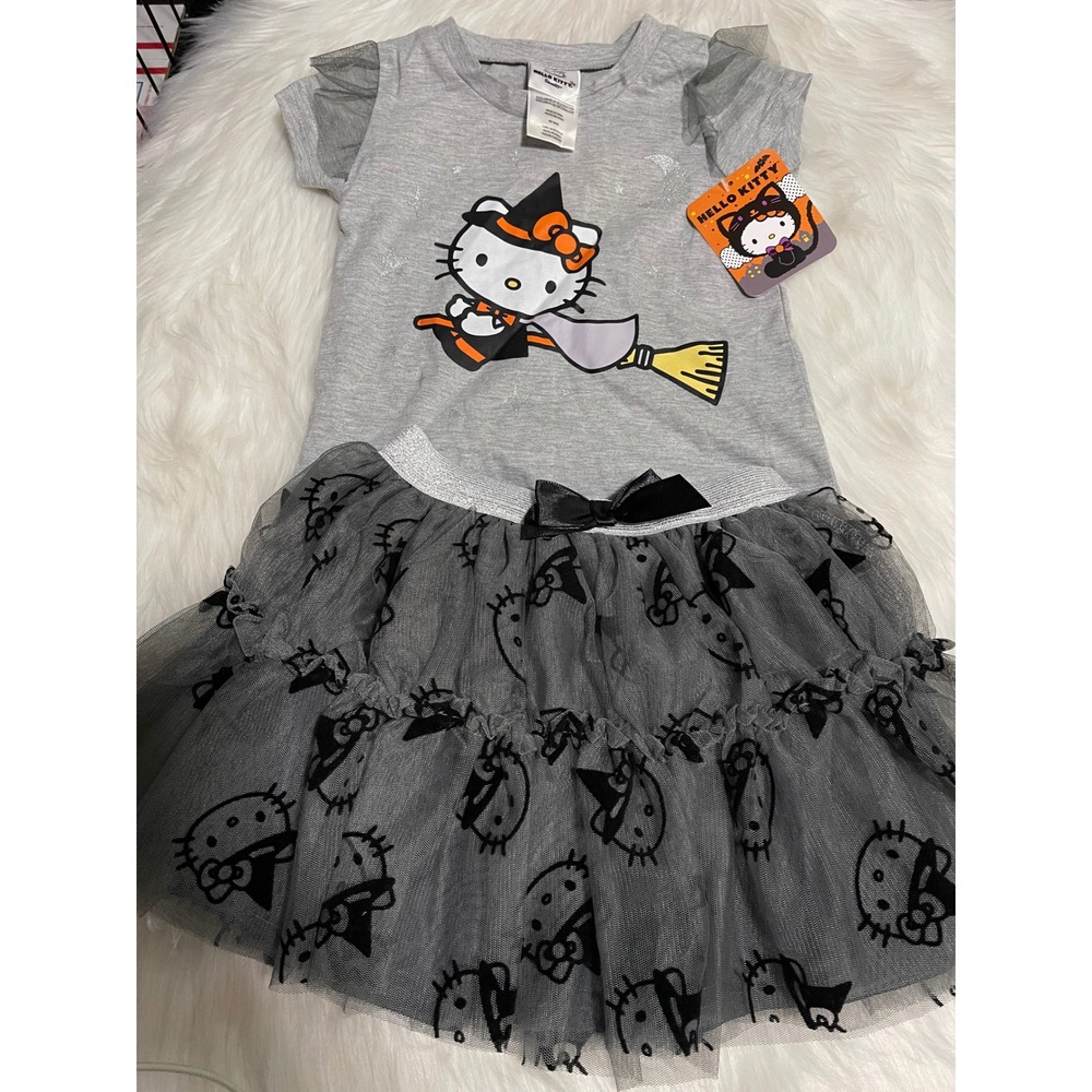 Hello Kitty Halloween Witch Little Girls Black Tutu Skirt  Size 4 NEW